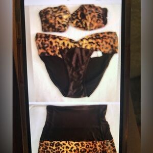 GOTTEX PLATINUM METALLIC LEOPARD BIKINI/ SKIRT NWT